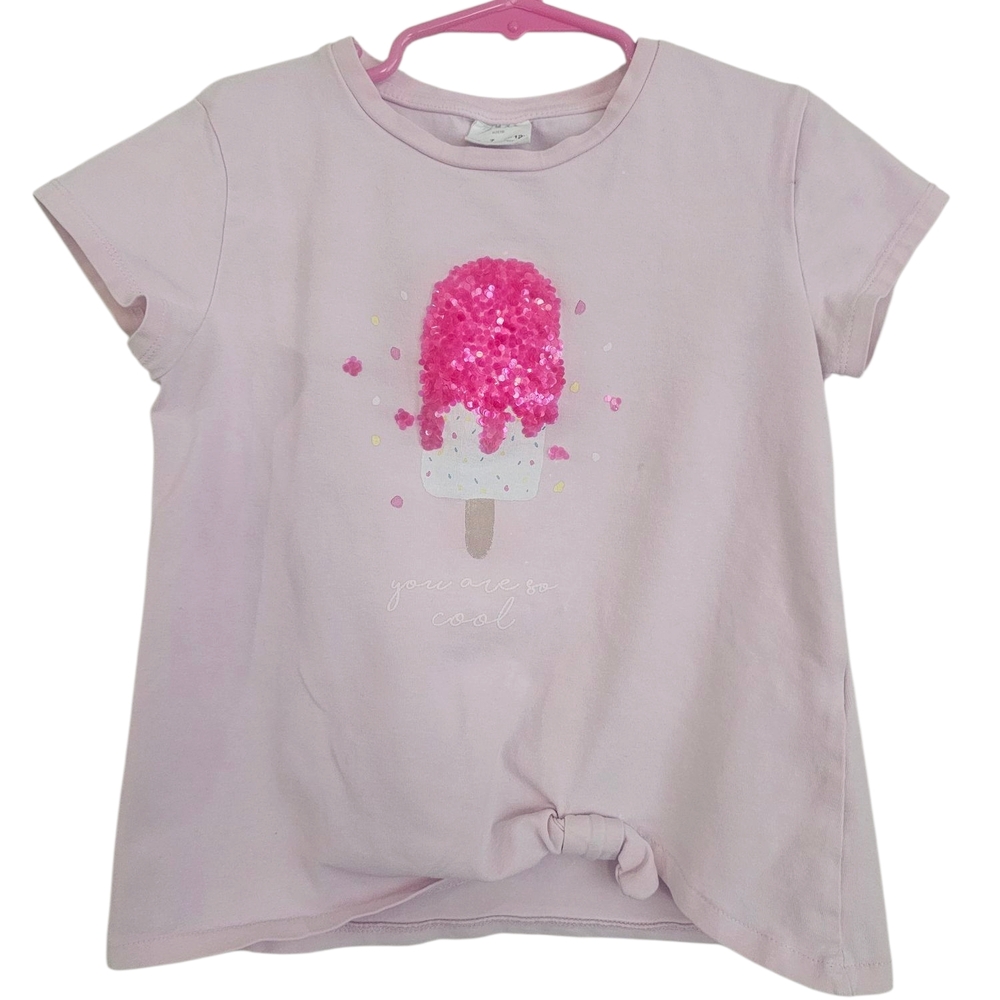 Zara Girls Pink Ice Cream Graphic Kids T-Shirt Size 7